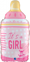 Безымянный Шар (29''/74 см) Фигура, Бутылочка для малышки девочки, Розовый, 1 шт.