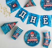 Набор бумажной посуды "С днём рождения, хоккей", 1 шт.