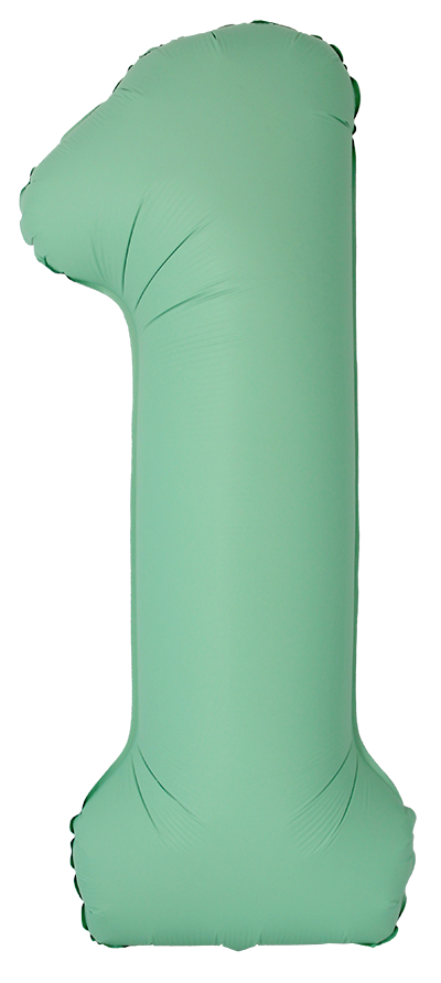 Шар (40''/102см) Цифра, 1 Slim, Мятный, Матовый, 1 шт. в уп.