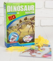 Набор "Собери скелет динозавра 3D" раскраска + 6 цветов карандашей, цвет фиолетовый, 1шт.