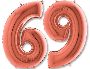 Шар (40"/102см) Цифра, "6/9", Розовое золото, в упаковке, 1 шт.