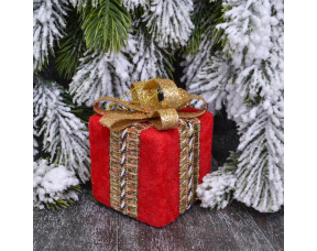 Ёлочная игрушка (6*8см), Подарок, Красный с тесьмой, 1 шт.