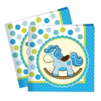 Салфетки ( 33*33см), Лошадка Малыш голубая, 20 шт.