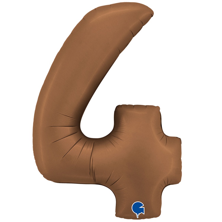 Шар (40''/102см) Цифра, "4", Шоколадный, Сатин, в упаковке, 1 шт.