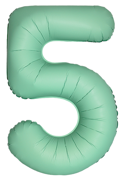 Шар (40''/102см) Цифра, 5 Slim, Мятный, Матовый, 1 шт. в уп.
