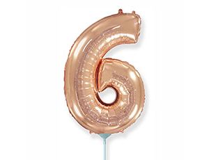 Шар (16"/41 см) Цифра 6, розовое золото, 1 шт.