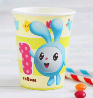 Стаканы бумажные (250мл), "Малышарики" 1ГОДИК, 6 шт.