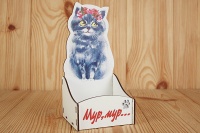 Подарочная упаковка (10*9,5*20см), Мур, мур..., МДФ 3мм, УФ печать, окраш., оформл., Белый, 1 шт.