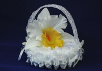 Подушечка под кольца "Орхидея любви" (16х13,5см) Белый шампань, 1 шт.