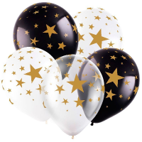 Шар (12"/30см) Звезды, Ассорти, Пастель-Кристал, 5 ст., 50 шт.