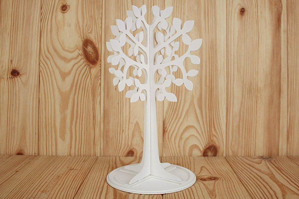 Подставка для бижутерии "Дерево" (18,5*18,5*28) МДФ 3мм, окрашен., Белый, 1 шт.