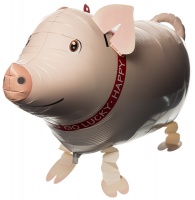 bf9ead4a706fcc12b5efd6beb9d165d3 Шар (25''/64 см) Ходячая Фигура, Поросенок, Белый, 1 шт.