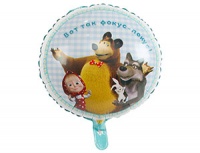 Шар (18"/46см) Круг, Маша и Медведь, Ромашки, 1 шт.