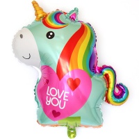 c037d1eb3d3c0db5283ee973f9d2bb8b Шар (31''/79см) Фигура, Единорог с сердечком, Бирюзовый, 1 шт.