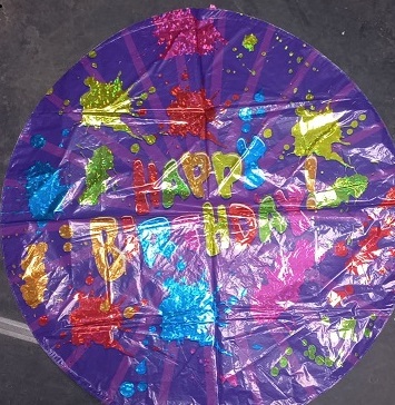 Шар (36"/91см) Круг, День рождения (цветные брызги), Голография, 1 шт.