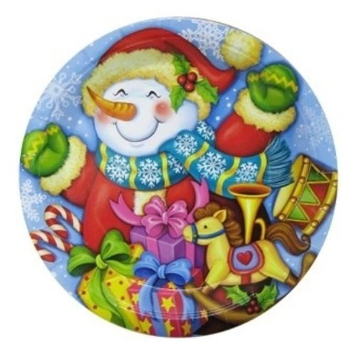 Тарелки бумажные (23см), Снеговик, 6 шт.