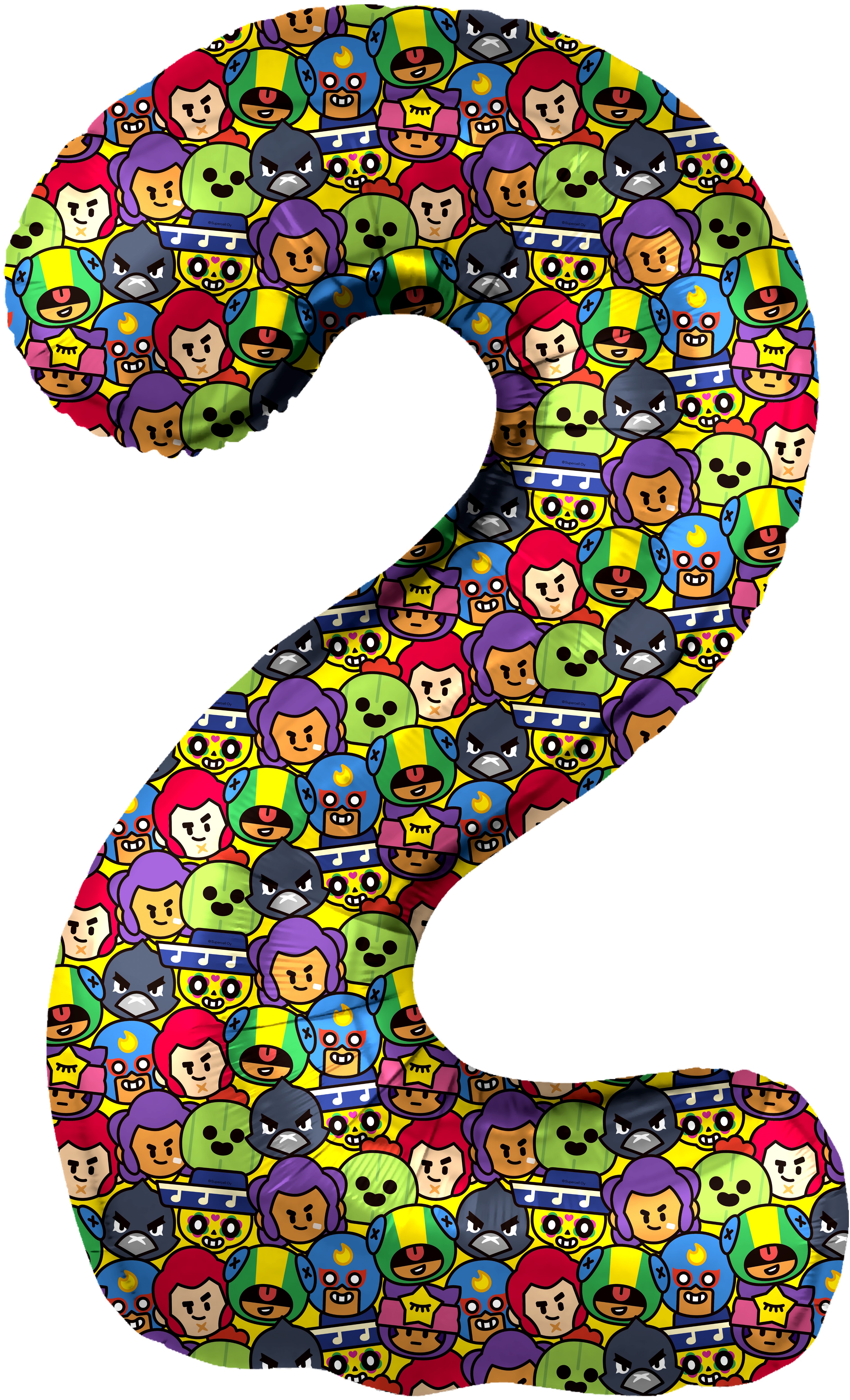 Шар (34''/86см) Цифра, 2 Бравл Старс, 1 шт. в упак.