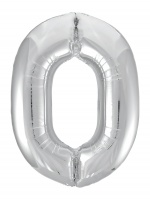 Шар (40"/102см) Цифра "0" Серебро Slim в упаковке, 1 шт.