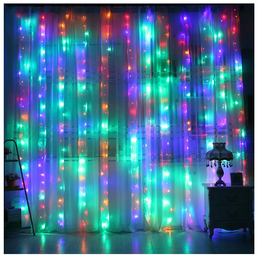 Светодиодная гирлянда-штора (2*2м), Разноцветная, 1 шт.