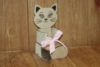 Подарочная упаковка (8,5*12*20см), Котёнок, Фанера 3мм, неокраш., 1 шт.