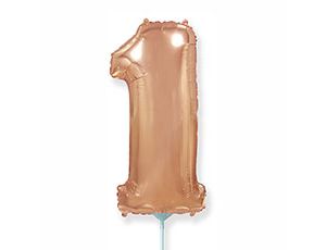 Шар (16"/41 см) Цифра 1, розовое золото, 1 шт. 