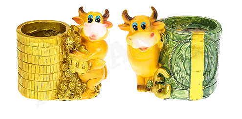 Статуэтка-подставка под ручки (9*9см), Бык, Микс, 1 шт.