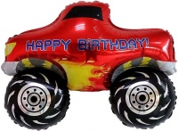 1 Шар (30''/76см) Фигура, С Днем Рождения, Пикап Монстр-Трак, Красный, 1 шт.