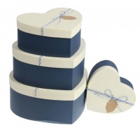 Коробка-сердце (24*21*10см), Синяя с бежевой крышкой, 1 шт.