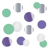 171312 Конфетти (25мм), Круги микс лавандовые (фольга и бумага), 30 гр.