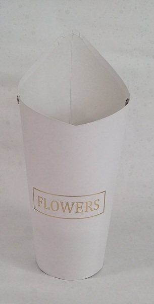 Конус под цветы (10*14*33,5см), Flowers, Белый,с высокой спинкой, с тиснением, 1 шт.