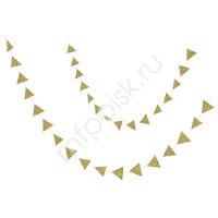 Подвеска (120см), "Треугольники" 5см, Золото, 1 шт. 