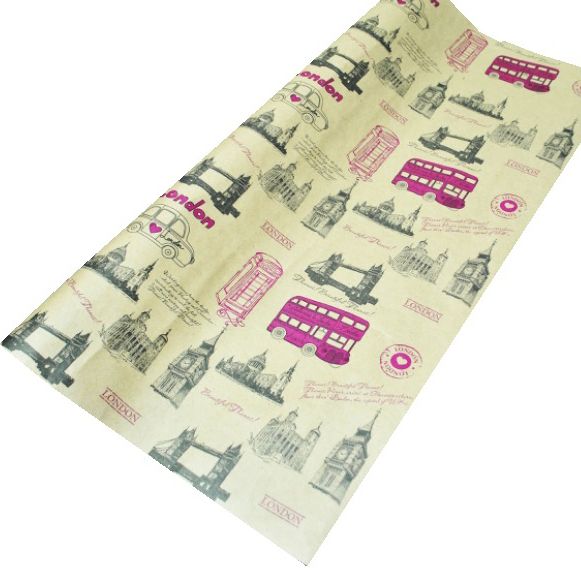 Бумага крафт (0,7*10м), Лондон, рисунок чёрный на коричневом, 1 шт.