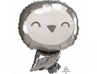 1207-3857_m1 Шар (19''/48 см) Фигура, Сова, серая, 1 шт.