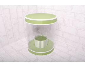 Коробка под цветы прозрачная (22x26cm), Зеленая, 1 шт.