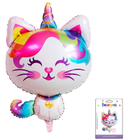 Безымянный Шар (32"/81 см) Фигура, Котенок-единорог в упаковке, 1 шт.