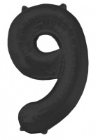 Шар (16"/41см) Цифра, "9", цвет черный, 1шт.