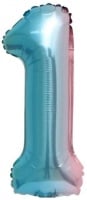 Шар (16''/41см) Мини-цифра, 1, Нежная радуга, Градиент, 1 шт.