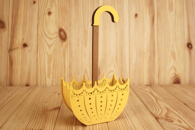 Подарочная упаковка (16*7,5*29) Зонтик, МДФ 3мм, окрашен., оформл., Желтый-Дуб, 1 шт.