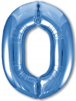 Шар (40''/102 см) Цифра, 0 Slim, Синий, 1 шт. в упак