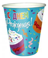Стаканы бумажные (200 мл), Капкейки, 6 шт.