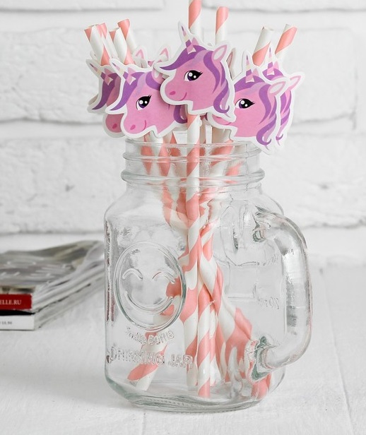 Трубочки для коктейля "Единорог", 10 шт.