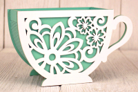 Подарочная упаковка (18,3*8,1*11 см), Кружка с цветами, МДФ 3мм, Тиффани-белый, 1 шт.