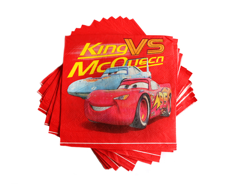 Салфетки бумажные (16х16см), "Тачки", 20 шт, 1 уп. 