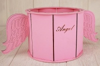 Подарочная упаковка (17*32*13) Ангел, круглая, МДФ 3мм, окрашен., оформл., Розовый, 1 шт.