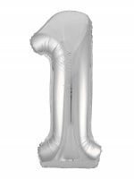 Шар (40"/102см) Цифра "1" Серебро Slim в упаковке, 1 шт.