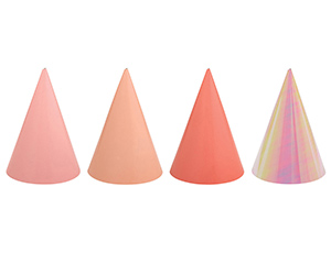 Колпаки бумажные, Оттенки розового, 4 цвета, 12 шт.