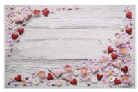 Фотофон винил (80*125 см), "Сердечки, лепестки и белые доски", 1 шт.