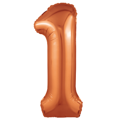 Шар (40''/102см) Цифра, 1 Slim, Папайя, 1 шт. в упак.