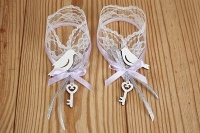 Украшение на шампанское "Ренессанс", Кружево, лента, Сиреневый-серебро, 1 шт.