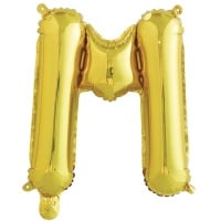 Шар с клапаном (16''/41см) Буква, М, Золото, 1 шт.